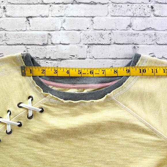 Maurices Long-Sleeve Lace-Up Pullover Sweatshirt Drawstring Hem Gray Trim Size M - Picture 14 of 16